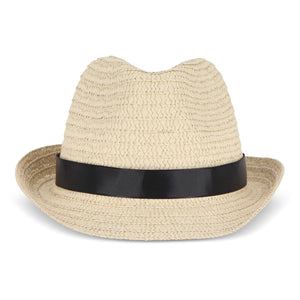 Cappello in paglia vegetale con fascia colorata - personalizzabile con logo