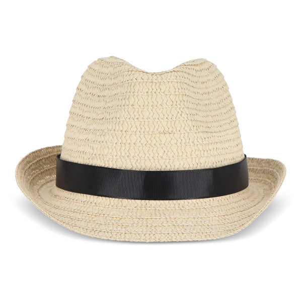 Cappello in paglia vegetale con fascia colorata - personalizzabile con logo