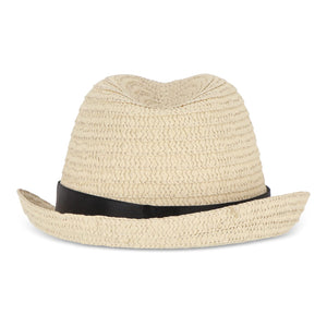 Cappello in paglia vegetale con fascia colorata - personalizzabile con logo