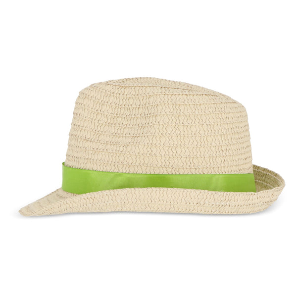 Cappello in paglia vegetale con fascia colorata - personalizzabile con logo