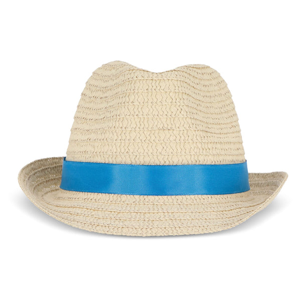 Cappello in paglia vegetale con fascia colorata - personalizzabile con logo