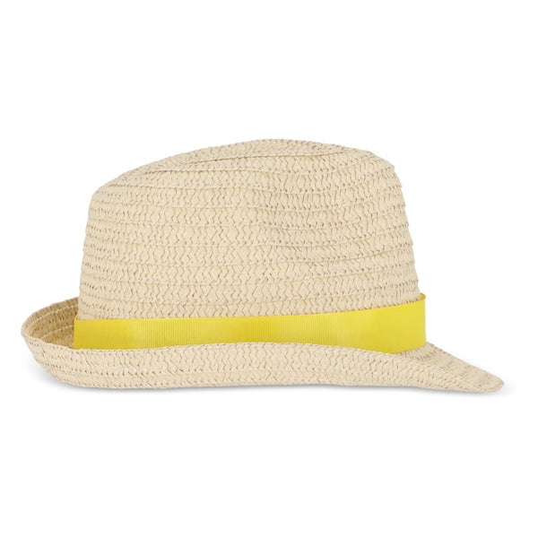Cappello in paglia vegetale con fascia colorata - personalizzabile con logo