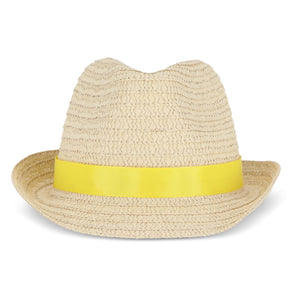 Cappello in paglia vegetale con fascia colorata - personalizzabile con logo
