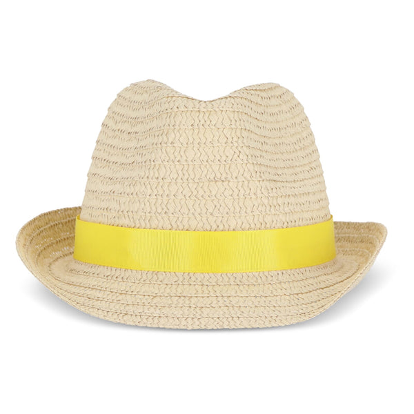 Cappello in paglia vegetale con fascia colorata - personalizzabile con logo