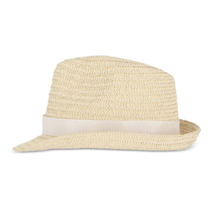 Cappello in paglia vegetale con fascia colorata - personalizzabile con logo