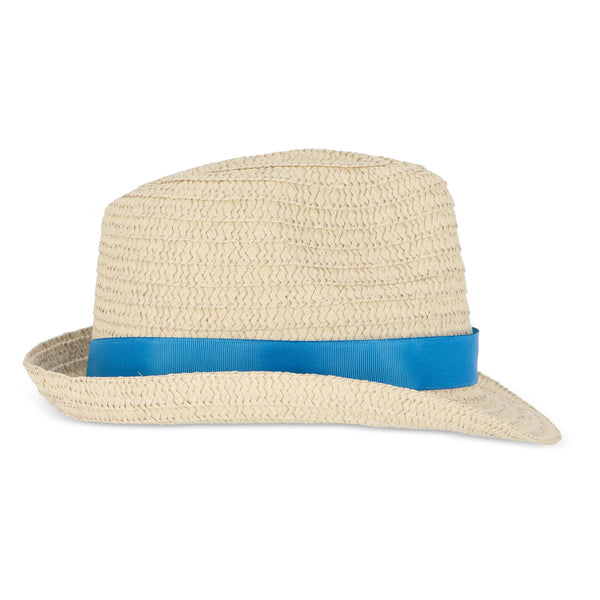 Cappello in paglia vegetale con fascia colorata - personalizzabile con logo