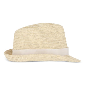 Cappello in paglia vegetale con fascia colorata - personalizzabile con logo