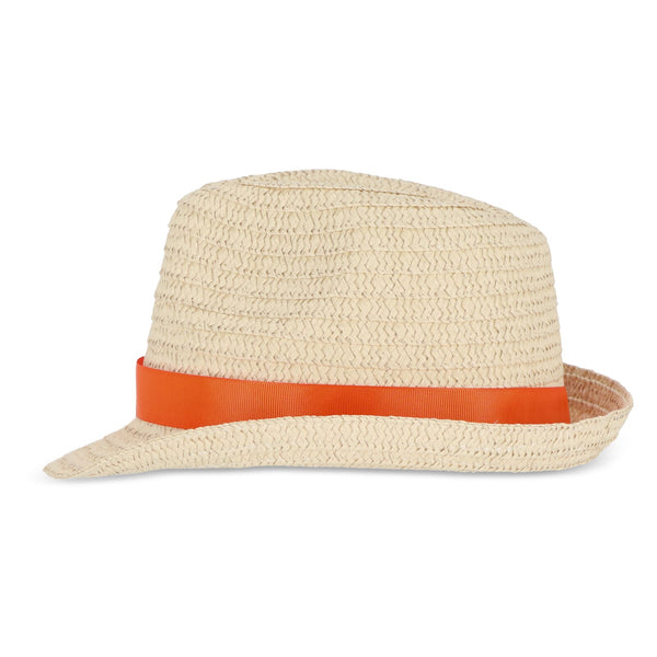 Cappello in paglia vegetale con fascia colorata - personalizzabile con logo