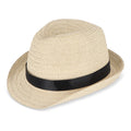 Cappello in paglia vegetale con fascia colorata Nero - personalizzabile con logo