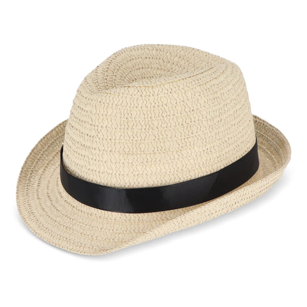 Cappello in paglia vegetale con fascia colorata Nero - personalizzabile con logo