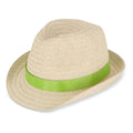 Cappello in paglia vegetale con fascia colorata verde - personalizzabile con logo