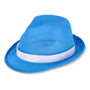 Cappello in poliestere con banda Azzurro - personalizzabile con logo