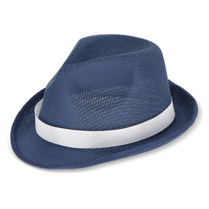 Cappello in poliestere con banda blu navy - personalizzabile con logo