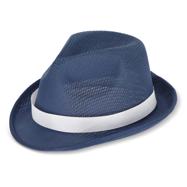 Cappello in poliestere con banda blu navy - personalizzabile con logo