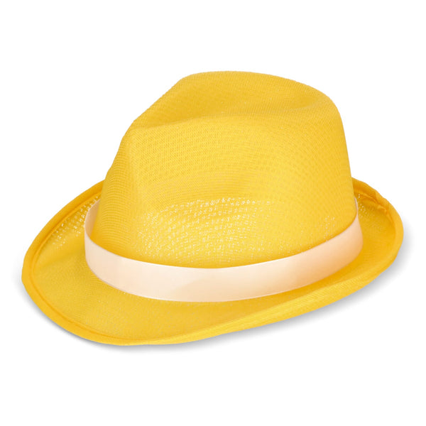Cappello in poliestere con banda Giallo - personalizzabile con logo