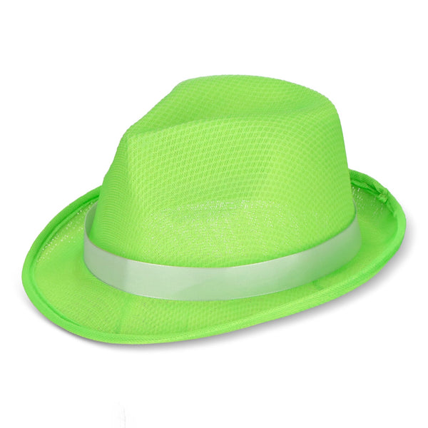 Cappello in poliestere con banda verde - personalizzabile con logo