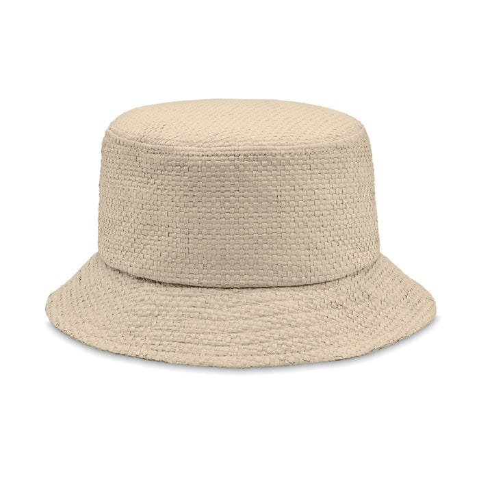 Cappello pescatore in carta beige - personalizzabile con logo