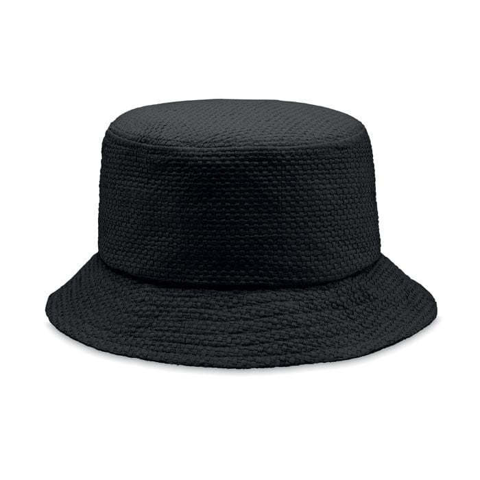 Cappello pescatore in carta Nero - personalizzabile con logo
