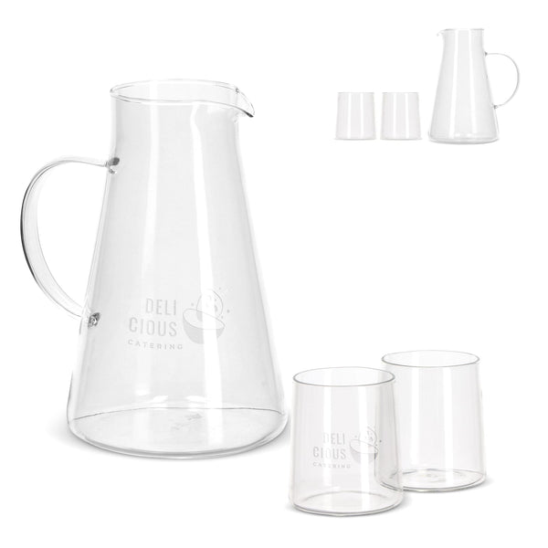 Caraffa InSideOut Elin con 2 bicchieri Trasparente - personalizzabile con logo
