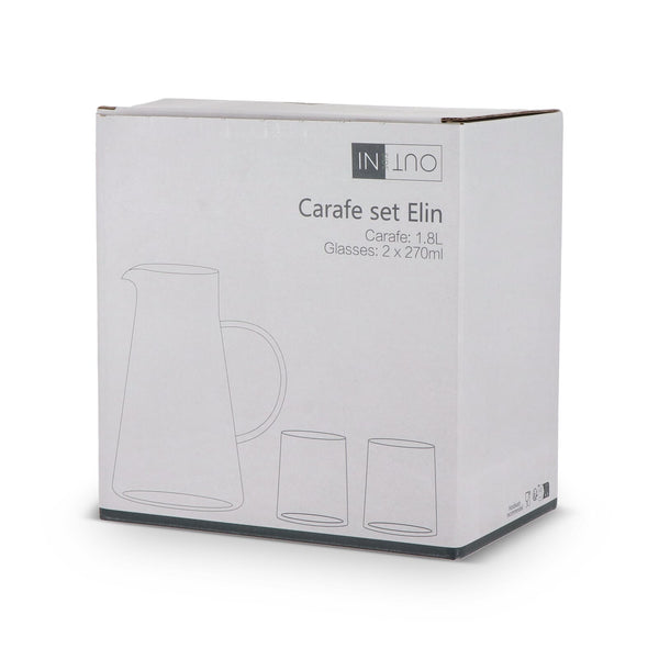 Caraffa InSideOut Elin con 2 bicchieri Trasparente - personalizzabile con logo
