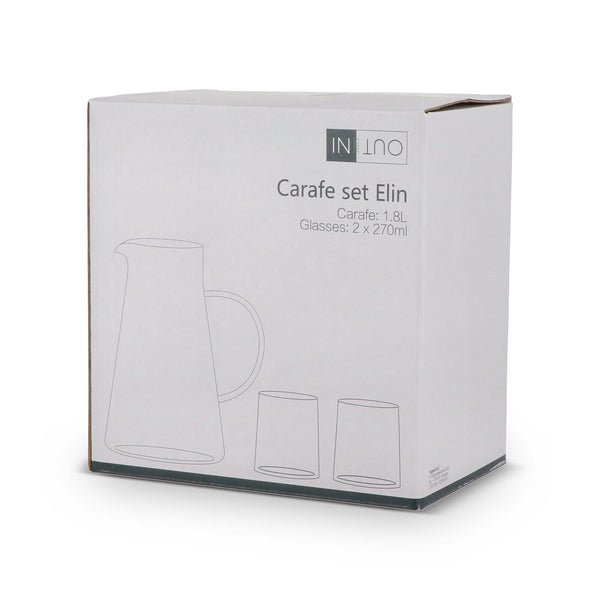 Caraffa InSideOut Elin con 2 bicchieri Trasparente - personalizzabile con logo