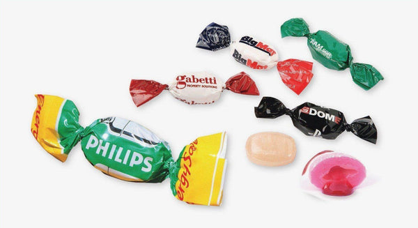 Caramelle con incarto singolo 5000 pezzi / Con goccia / 1 colore - personalizzabile con logo