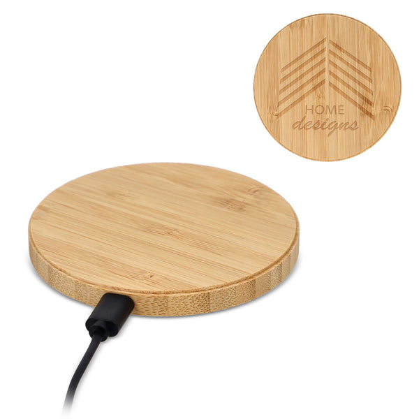 Carica batterie  wireless bambù 15W natural - personalizzabile con logo