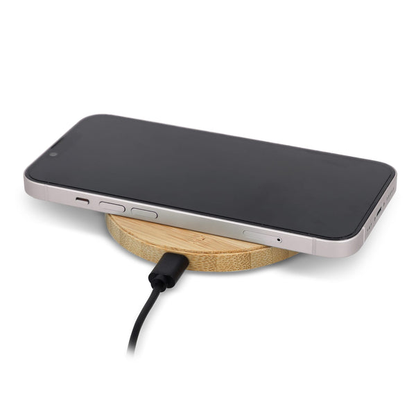 Carica batterie  wireless bambù 15W natural - personalizzabile con logo