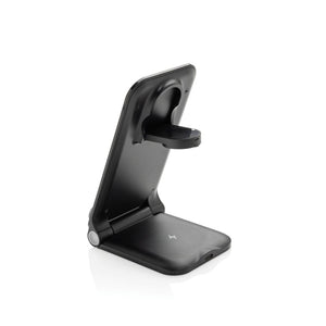 Caricabatterie 15W Powerpal 3 in 1 in rABS RCS nero - personalizzabile con logo