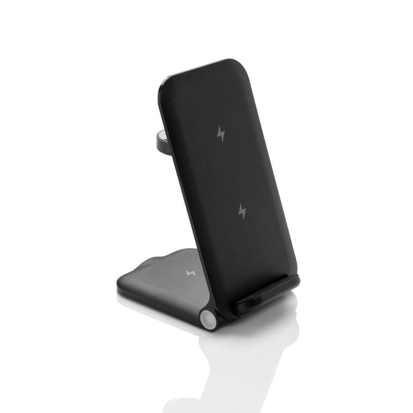 Caricabatterie 15W Powerpal 3 in 1 in rABS RCS nero - personalizzabile con logo