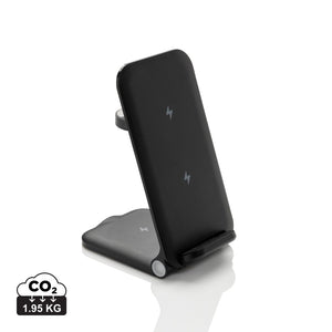 Caricabatterie 15W Powerpal 3 in 1 in rABS RCS nero - personalizzabile con logo