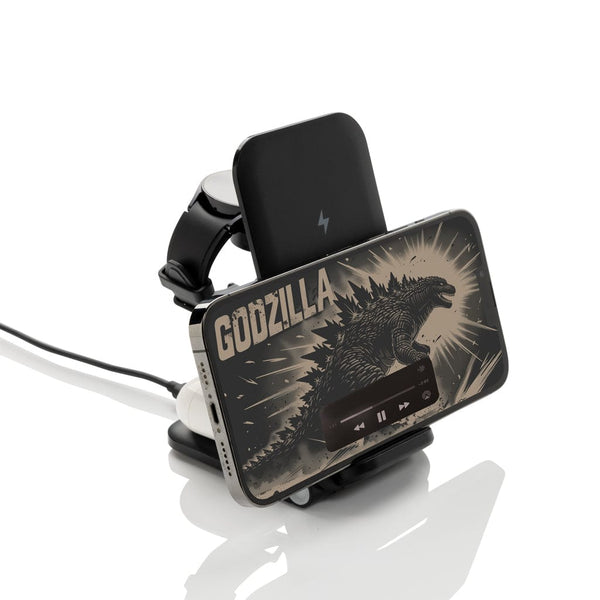 Caricabatterie 15W Powerpal 3 in 1 in rABS RCS nero - personalizzabile con logo