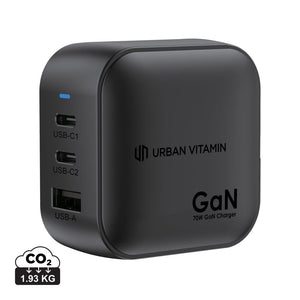 Caricabatterie GAN Urban Vitamin Santa Cruz 70W in rPC RCS nero - personalizzabile con logo