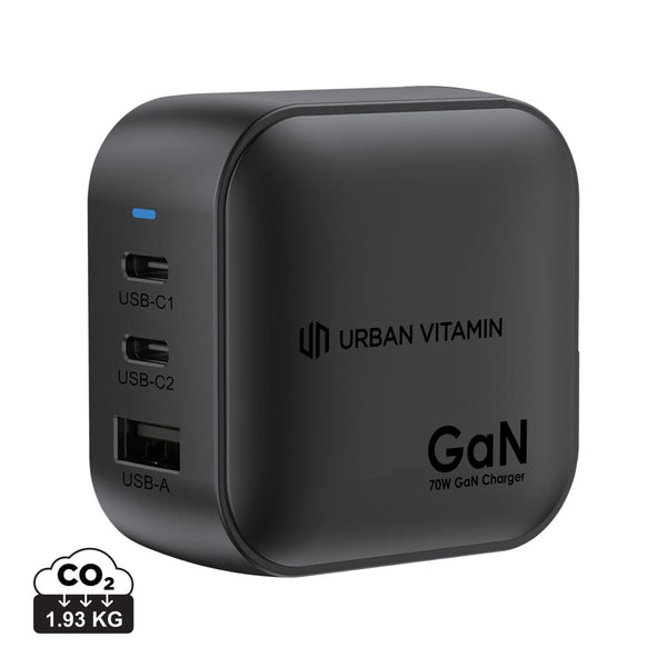 Caricabatterie GAN Urban Vitamin Santa Cruz 70W in rPC RCS nero - personalizzabile con logo