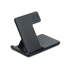 Caricabatterie pieghevole 3 in 1 d Nero - personalizzabile con logo