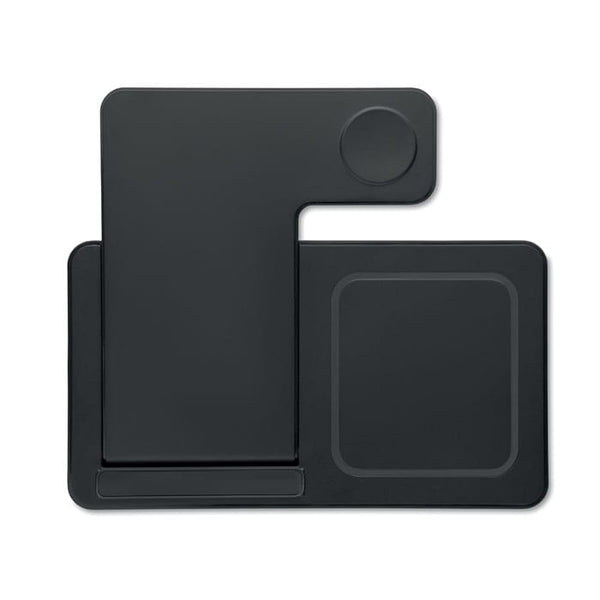 Caricabatterie pieghevole 3 in 1 d Nero - personalizzabile con logo