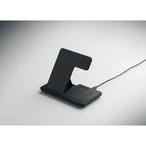 Caricabatterie pieghevole 3 in 1 d Nero - personalizzabile con logo