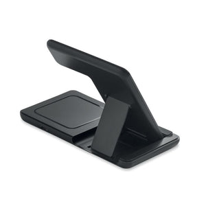 Caricabatterie pieghevole 3 in 1 d Nero - personalizzabile con logo
