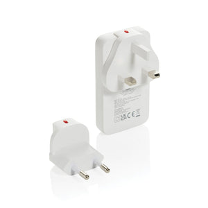 Caricabatterie sottile Fluxo 65W GAN con conettori RCS bianco - personalizzabile con logo