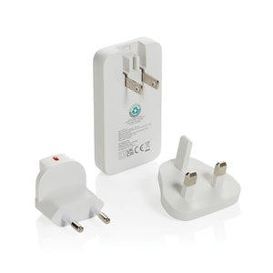 Caricabatterie sottile Fluxo 65W GAN con conettori RCS bianco - personalizzabile con logo