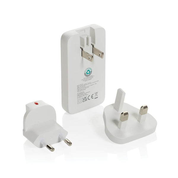 Caricabatterie sottile Fluxo 65W GAN con conettori RCS bianco - personalizzabile con logo