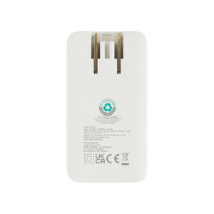 Caricabatterie sottile Fluxo 65W GAN con conettori RCS bianco - personalizzabile con logo