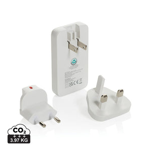 Caricabatterie sottile Fluxo 65W GAN con conettori RCS bianco - personalizzabile con logo