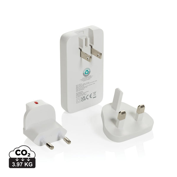 Caricabatterie sottile Fluxo 65W GAN con conettori RCS bianco - personalizzabile con logo