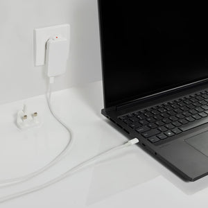 Caricabatterie sottile Fluxo 65W GAN con conettori RCS bianco - personalizzabile con logo