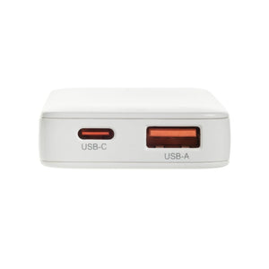 Caricabatterie sottile Fluxo 65W GAN con conettori RCS bianco - personalizzabile con logo