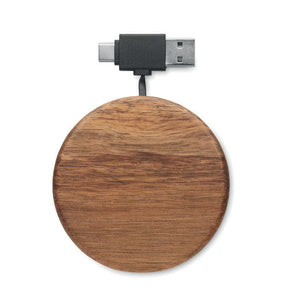 Caricabatterie wireless 15W in legno Legno - personalizzabile con logo