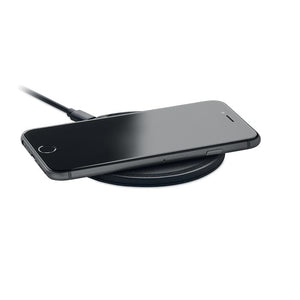 Caricabatterie wireless 15W in materiale riciclato Nero - personalizzabile con logo