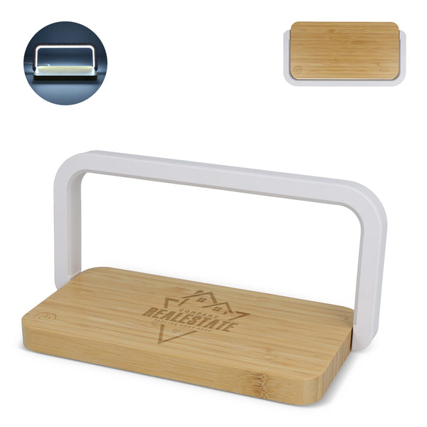 Caricabatterie wireless da 15 W con lampada LED dimmerabile natural - personalizzabile con logo