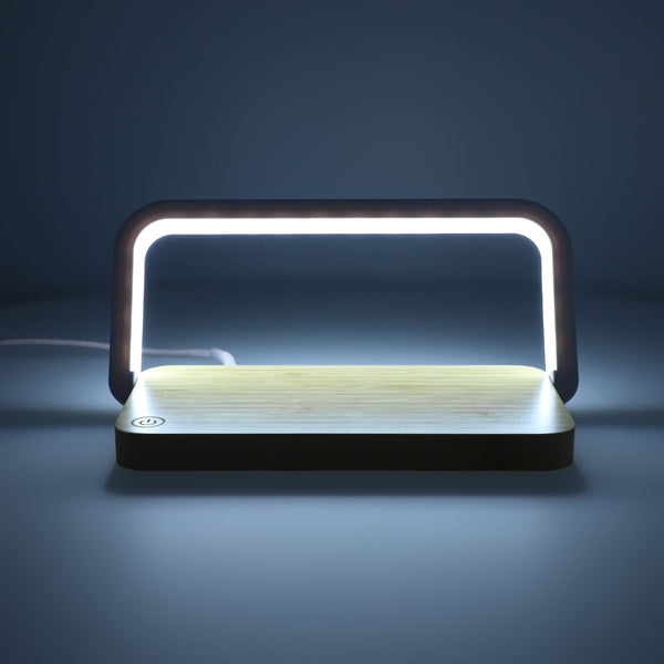 Caricabatterie wireless da 15 W con lampada LED dimmerabile natural - personalizzabile con logo